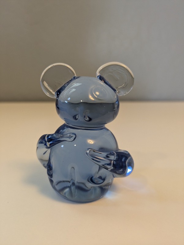 Vtg Blue Glass Panda Bear Figurine United States Commemorative Fine Art Gallery