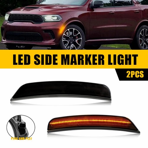 Smoked Lens Amber LED Side Marker Lights Front Front For Dodge Durango 2021-2025 - Picture 17 of 29