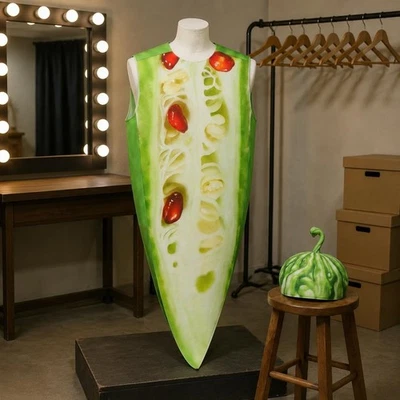 Déguisement de Courge Amère Halloween Costume de Légume Drôle pour Fête, Adultes - Photo 1/4
