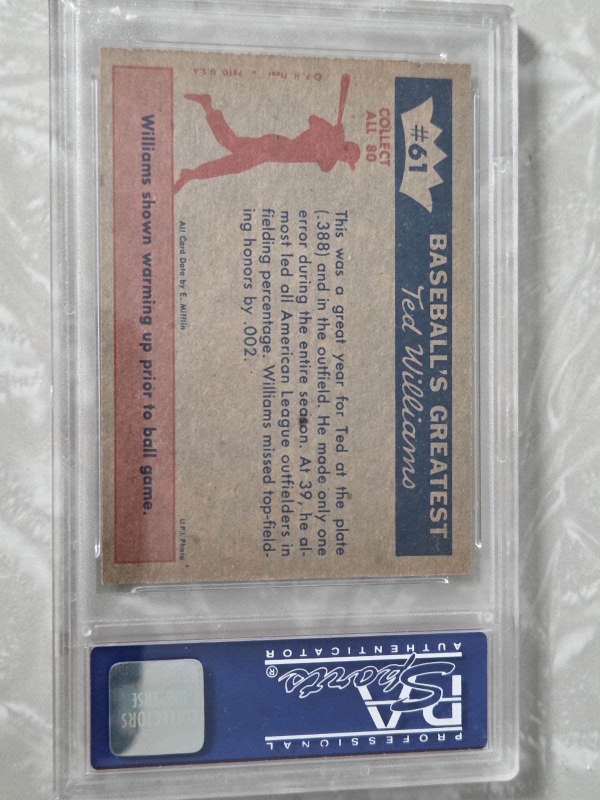 TED WILLIAMS 1959 Fleer  1957 - Outfielder Ted #61 Red Sox PSA 9 MINT (OC) view 2