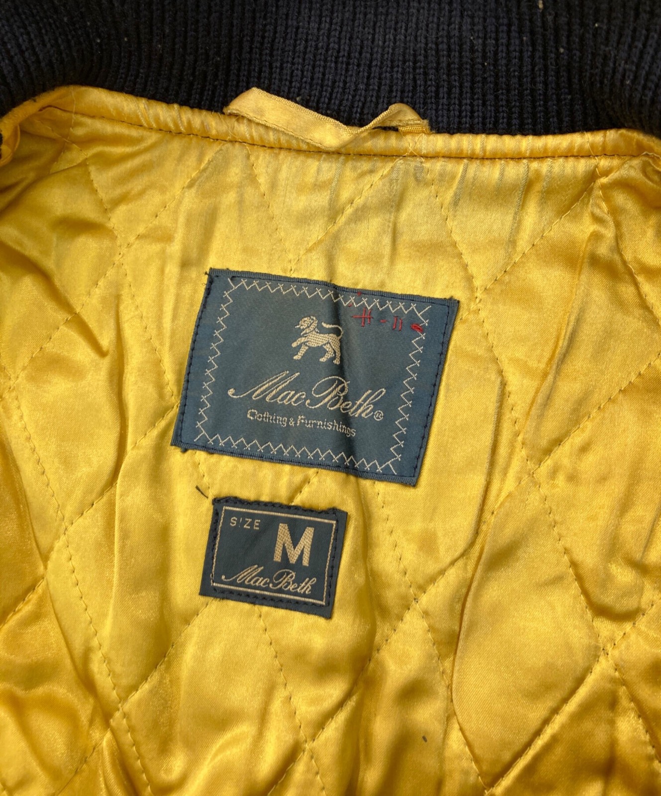 MACBETH Leather switch stadium jacket Size: M Nav… - image 5