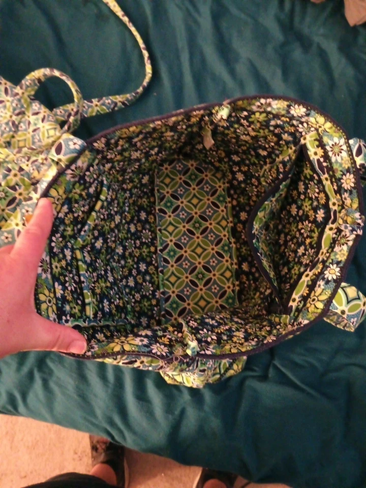 Vera Bradley Juego de 2 Piezas Azul Verde Estampado Floral Bolso de Lona y Bolso de Mano a Juego Foto 4 de 4