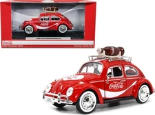 1966 Volkswagen Beetle Red Enjoy Coca-Cola with Roof Rack and Accessories 1/24