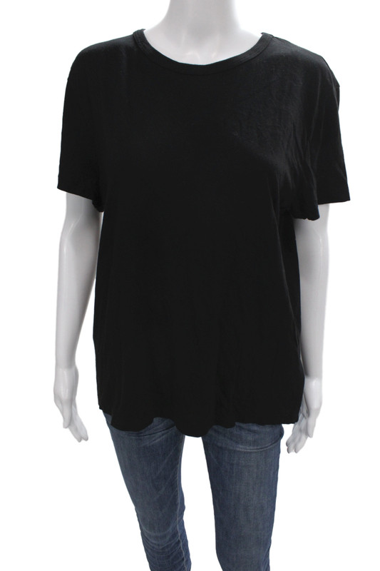 Donni Womens Black Cotton Basic Crew Neck Short Sleeve T-Shirt Size M