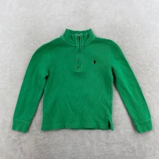 Polo Ralph Lauren Quarter Zip Pullover Kids 6 Green Cotton Ribbed Knit Sweater