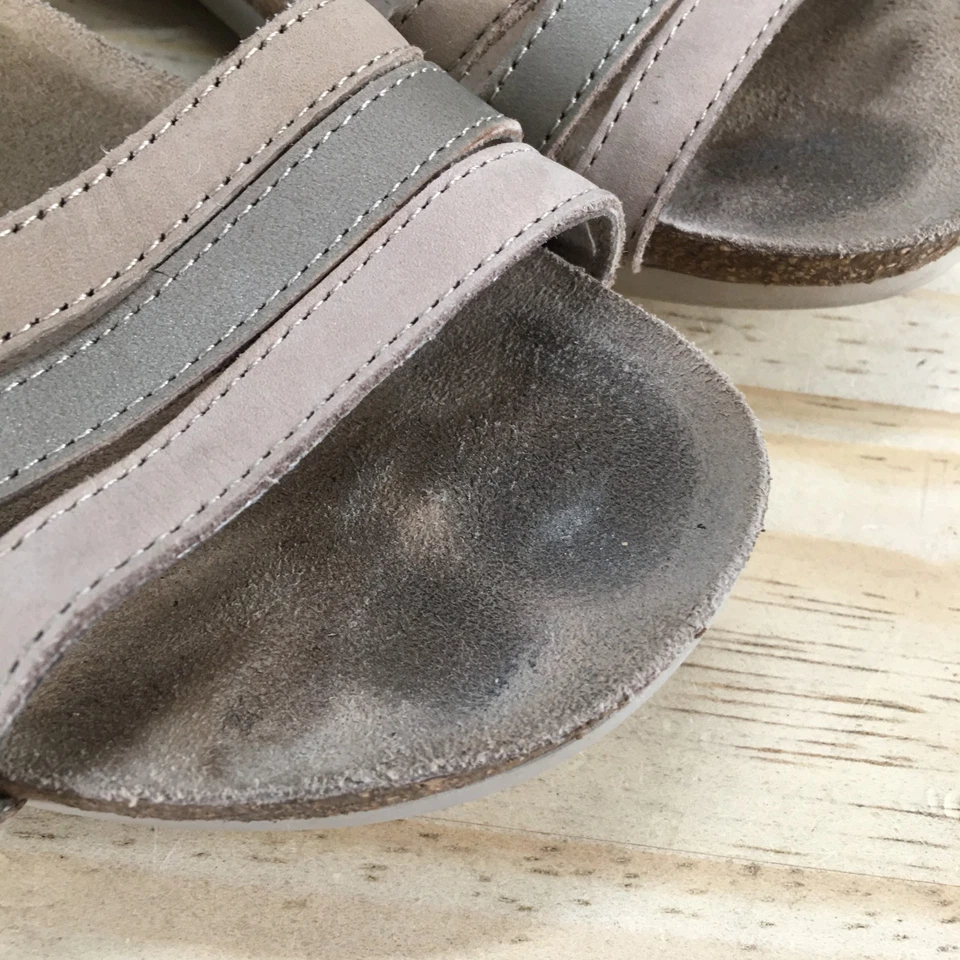 Sandalias Munro Mujer 8.5 WW Verano Tirantes Punta Abierta Tostado Beige Cuero Comodidad Foto 4 de 4