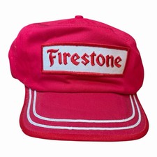 Firestone Vintage Patch Snapback Hat Adjustable Red Six Panel Cap Auto Racing