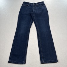 L.L.Bean Favorite Fit Flannel Lined Jeans Women's 2P Dark Wash Straight Leg
