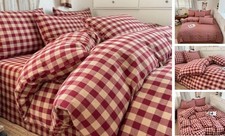 Red Gingham Duvet Full/Queen 1 Duvet Cover  2 Pillow Shams Red Beige Gingham
