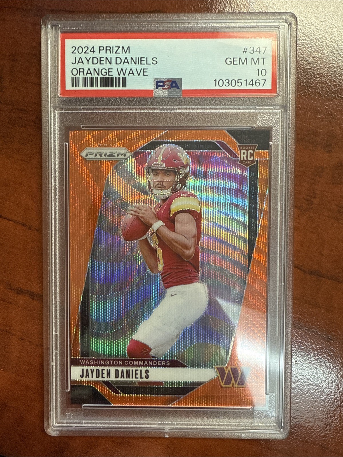 2024 Panini Prizm Jayden Daniels #347 Orange Wave Prizm /60 (RC) PSA 10