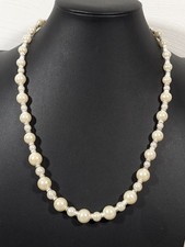 White Faux Pearl Round Bead Necklace Classic Bridal Evening 22 in