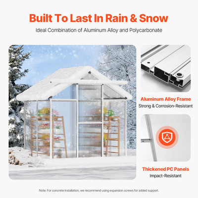 Polycarbonate Greenhouse, 6 x 4 Ft, Outdoor Greenhouse with Adjustable Vent Win