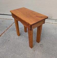 Vintage Rustic Country Farmhouse Primitive Small Wood Side Table D23