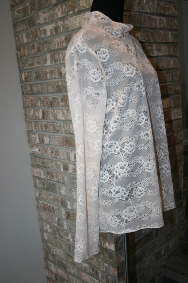 Top Chelsea28 Mujer Encaje Floral Crema Manga Larga Talla XL Foto 3 de 4