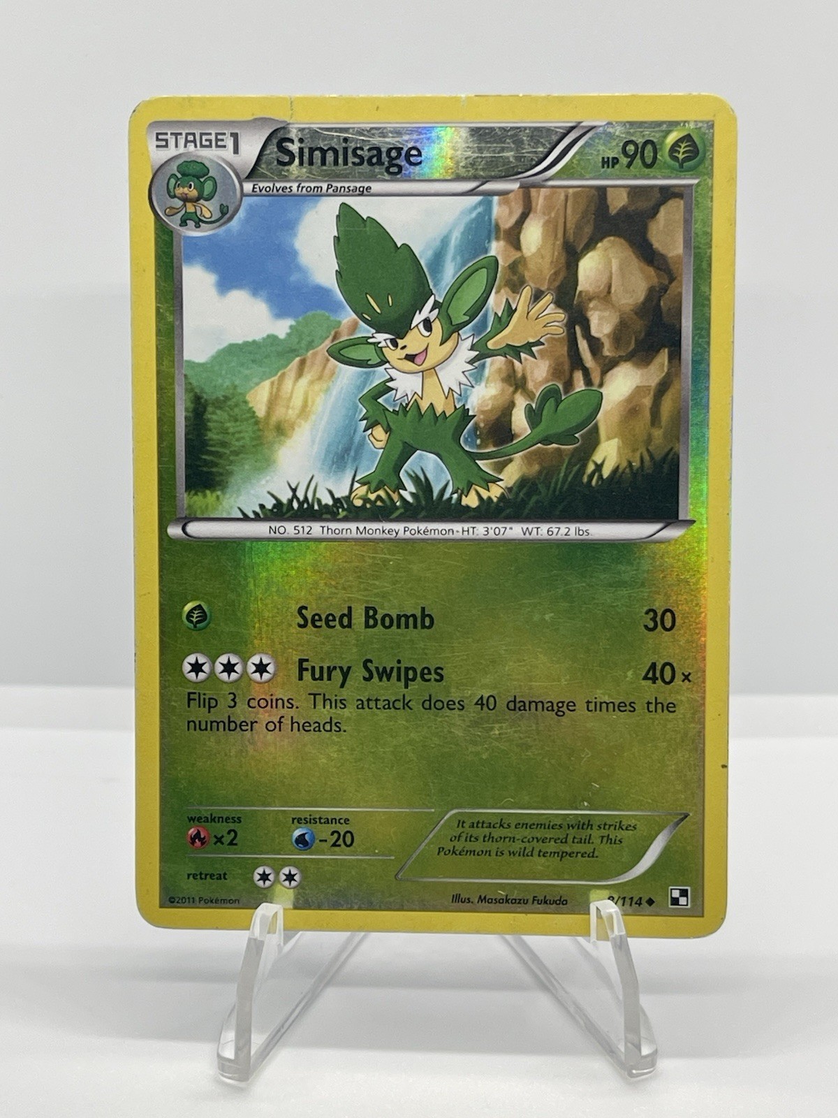 Simisage 8/114 Black & White Reverse Holo Pokemon TCG Card