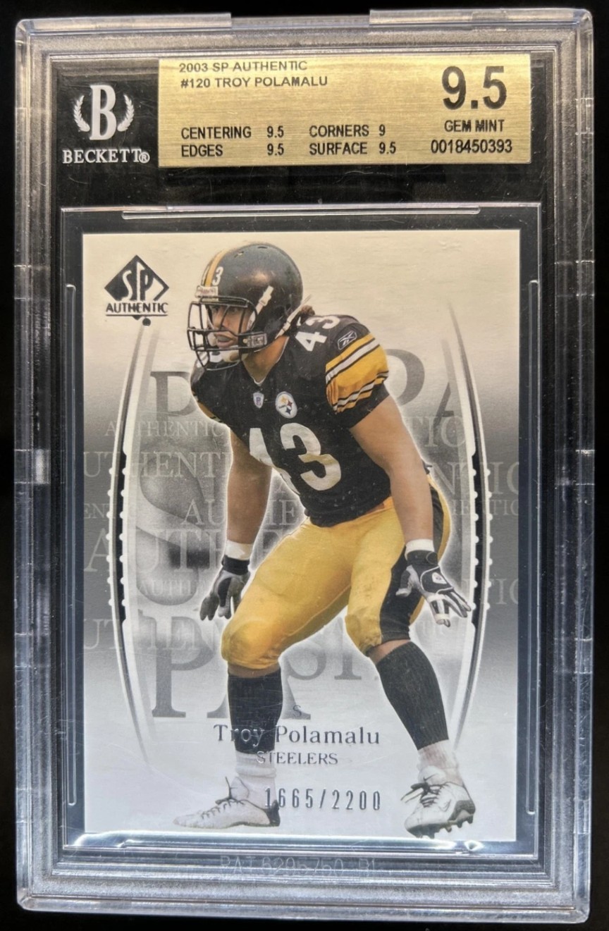 2003 SP Authentic Troy Polamalu Rookie RC #/2200 Steelers BGS 9.5 GEM MINT