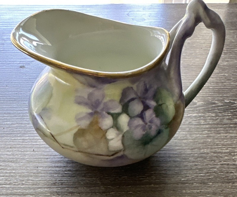 Limoges W Guern & Co Porcelain Hand Painted Small Pitcher Signed Rare