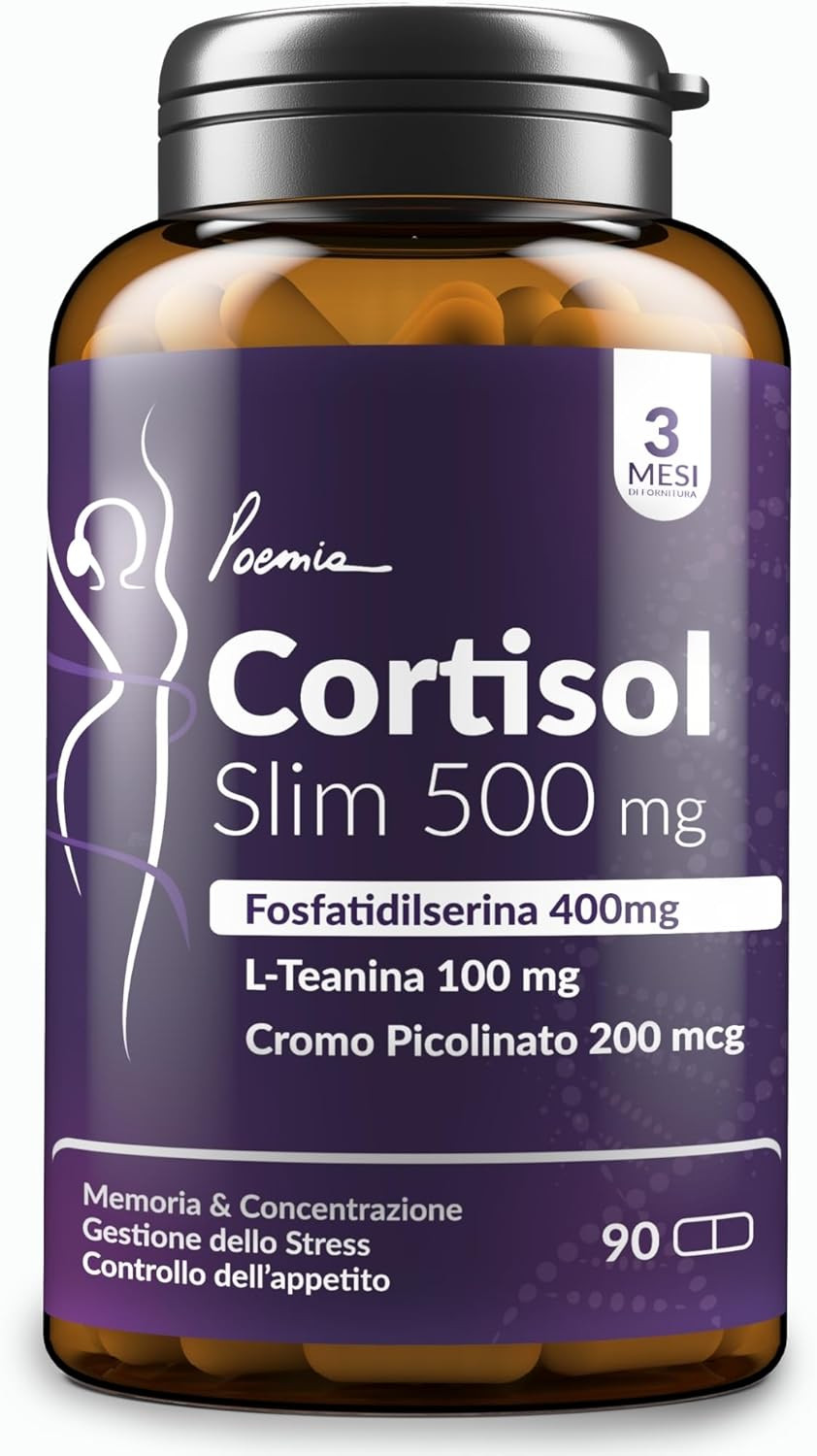 Integratore Cortisolo Alto CORTISOL SLIM 500mg: Più Muscoli Meno Stress