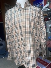 Vintage Burberry London Men's XL Nova Check Button Down Long Sleeve Shirt A1