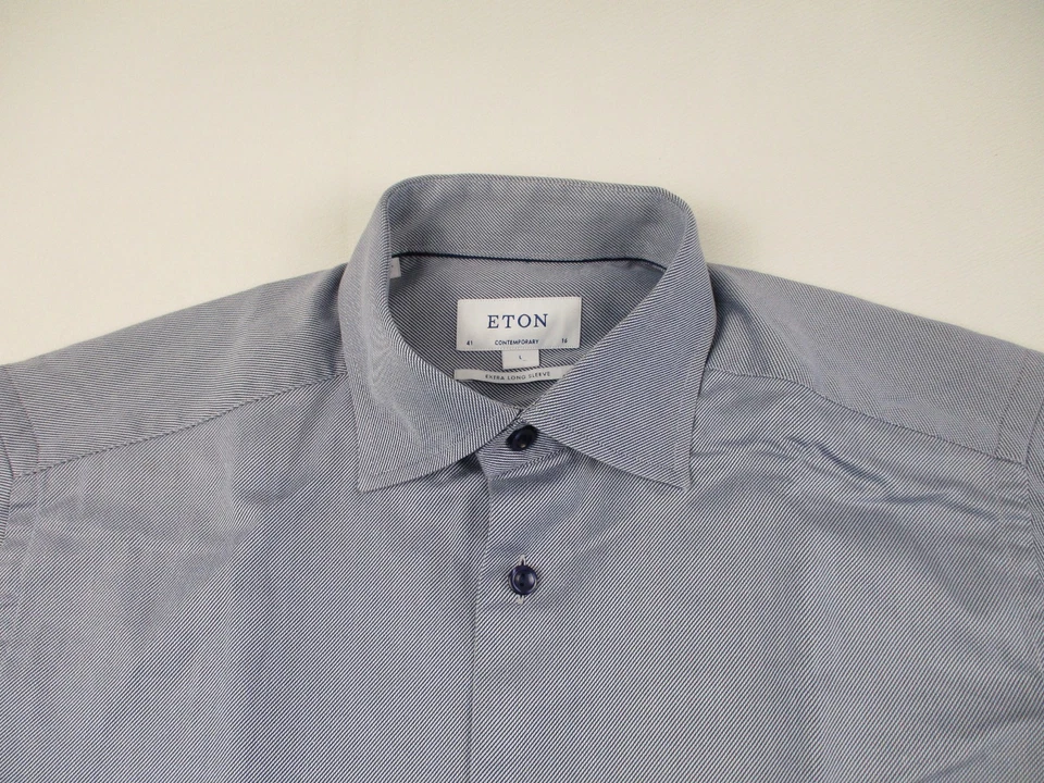 Camisa de vestir Eton para hombre 16 41 gris ajuste contemporáneo manga extra larga Foto 2 de 4