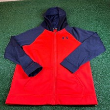 Under Armour Storm Full Zip Hoodie Jacket Athletic Orange Blue Youth Extra Large