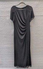 New Ignite Evenings Long Fit And Flare Dress Flutter Sleeve Size 14