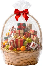 Cellophane Wrap for Gift Baskets Bags 5 Pack Large Clear Plastic Gift Bags fo...