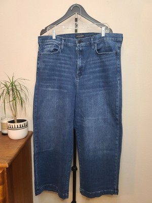 Banana Republic Women s Blue Stretch Denim High Rise Wide Leg Crop Jeans 34