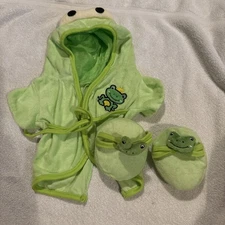 The Bear Factory Frog Robe & Slippers BAB Doll Clothes Will Fit A Build A Bear