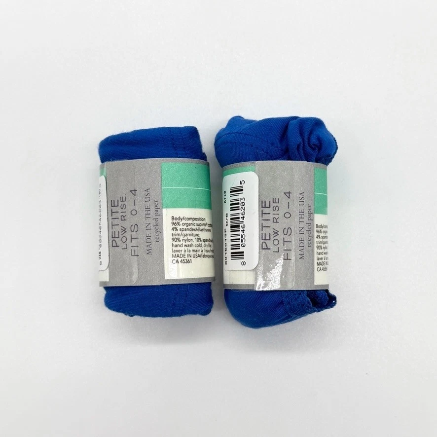 HANKY PANKY Algodón Tiro Bajo Tangas Pequeño 0-4 Bragas Azul Orgánico Conjunto de 2 NUEVO Foto 4 de 4