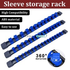 Socket Organizer 1/2 3/8 1/4 inch Drive Socket Rail Holders Wall Mount Blue new