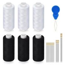 6 Pcs Sewing Thread Kit, 400 Yards Each Spool 402 6pcs, 3black 3white