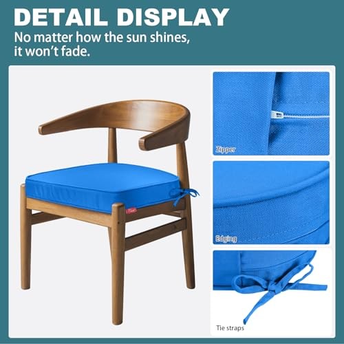 Outdoor Chair Cushions Set of 4,Thick 17" x 17x16x3 Inch (Pack of 4) Sky Blue - Bild 4 von 7