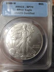 2008-W ANACS Certified SP 70 Silver American Eagle S$1
