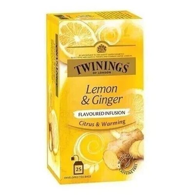 2x Twinings Lemon and Ginger, 25 Teabags, Infusion Tea 50g Fr
