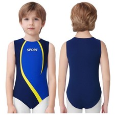 Kids Boys Unitard Letter Print Leotard Training Bodysuit Dance Costume Workout
