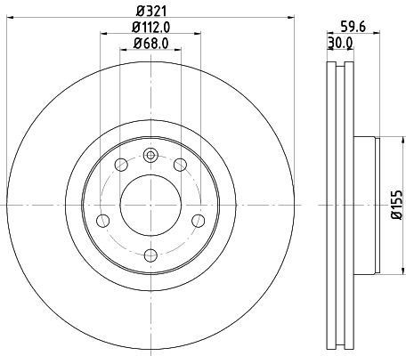 HELLA 8DD 355 111-141 BRAKE DISC Front (SINGLE)