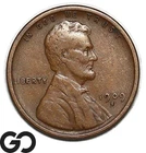 1909-S Lincoln Cent Wheat Penny, Choice Fine++/VF Better Date