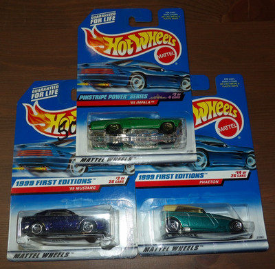 3X - 1999 Hot Wheels - '65 Impala, '99 Mustang, Phaeton