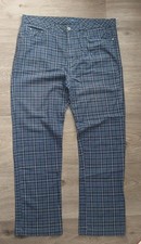 Cotton Traders Men's Blue Grid Check Chino Trousers 38 Waist 30 Inseam Stretch