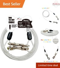 15ft Heavy Duty Dog Tie-Out Cable for Dogs Up to 125 lbs Reflective Safety
