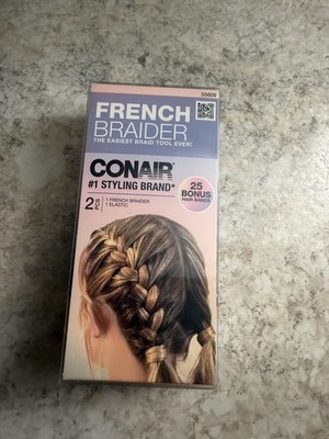 Conair French Braider Easiest Braid Tool 25 Bonus Hair Bands 1 Elastic Band NIB