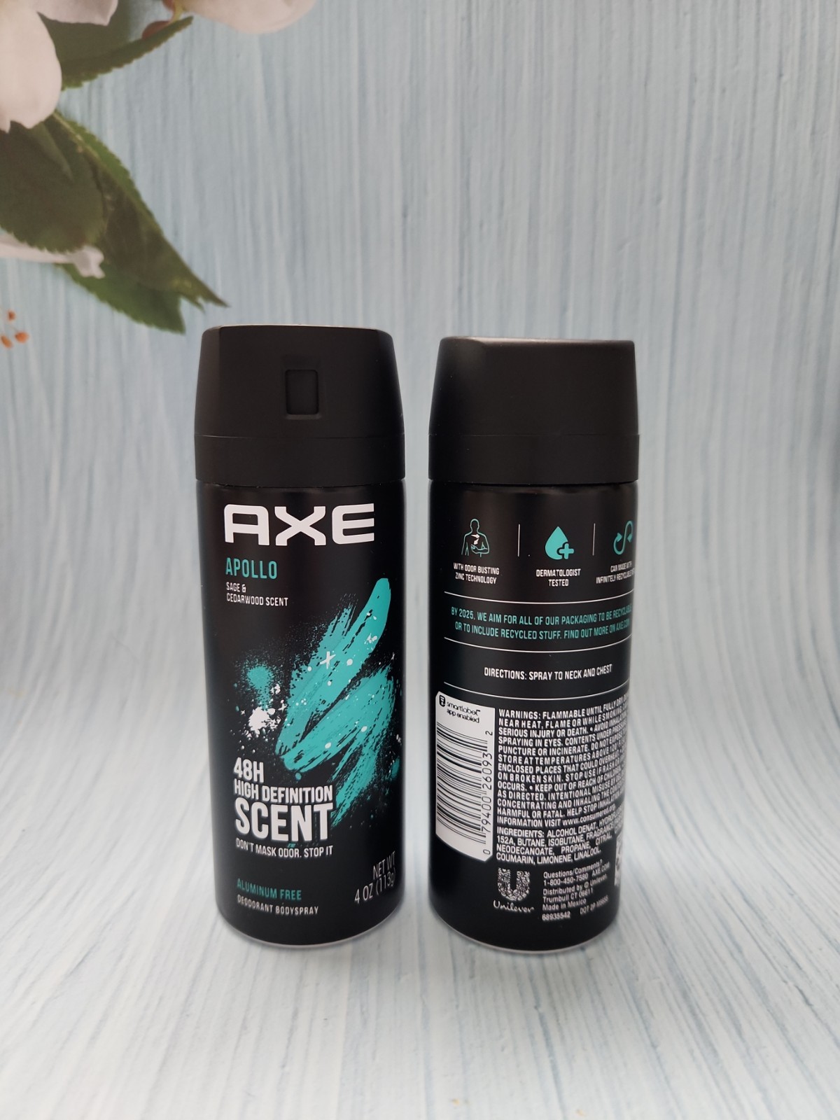 (Pack of 2) AXE Apollo 48H Deodorant Body Spray, Sage & Cedarwood Scent, 4 oz 