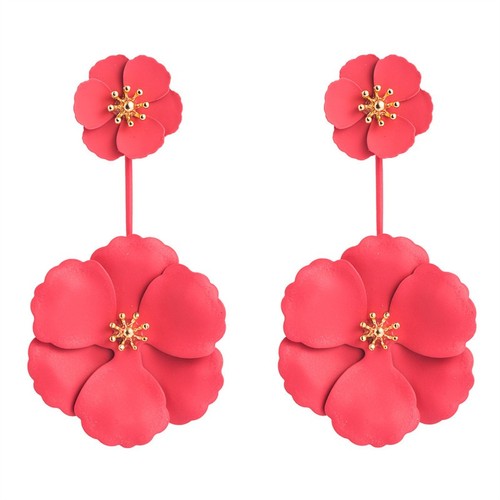 Exaggerated Inlaid Fashion Sweet Bohemian Style Alloy Flower Earrings pure color - Picture 5 of 15