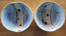 Hand-Thrown Ceramic Aspen Bowls (Pair) – Rare Signed Emily Fair - 45° Gallery