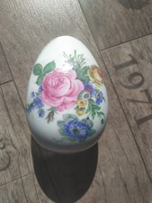 Porzellan Ei als Dose mit Blumen Dekor, Türingen, Vintage