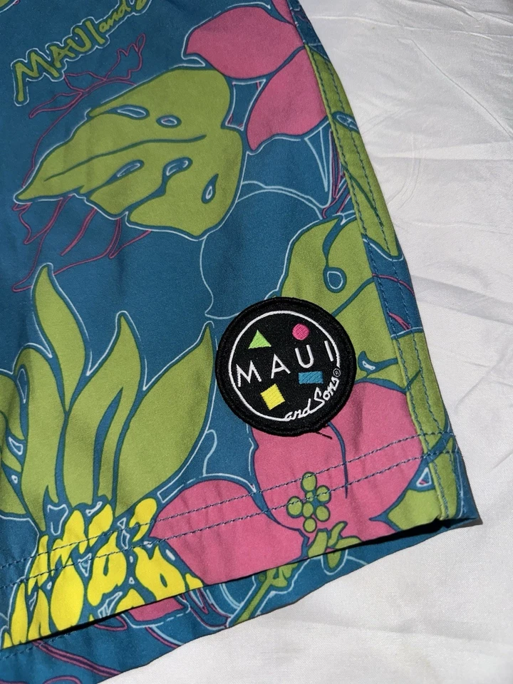 Maui and Sons 34 (se adapta a 34 W) Bañador Hawaiano de 4 Vías Tabla de Nadar Surf Pantalones Cortos Foto 2 de 4