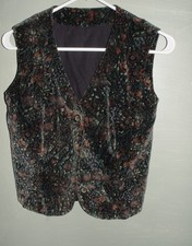 VTG Guy Laroche Floral Velour/Velvet Vest Size Small 70s/80s Hippie Boho Retro