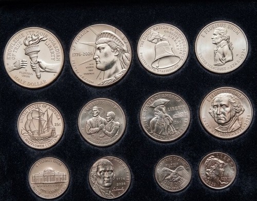 1776-2026 P&D 250th Anniversary US Coin Set BU 12 Coins Half Quarters Lot