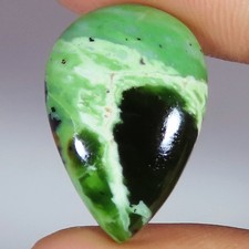 natural CHROME CHALCEDONY pear cabochon loose gemstone 18.15 Cts. 17x26x6 mm 